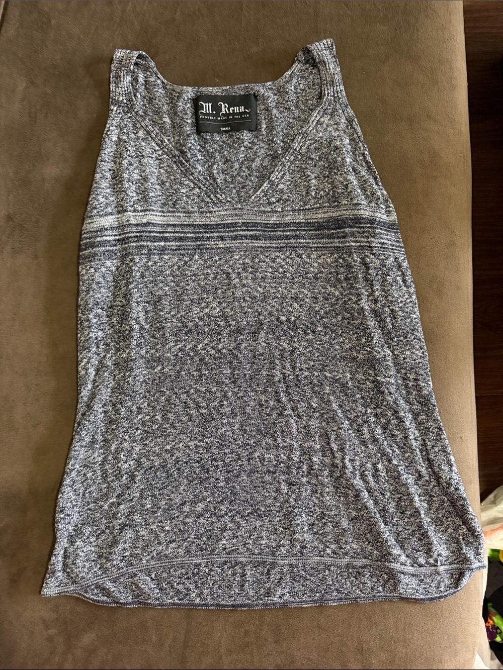 M. Rena Heathered Gray V-Neck Knit Tank